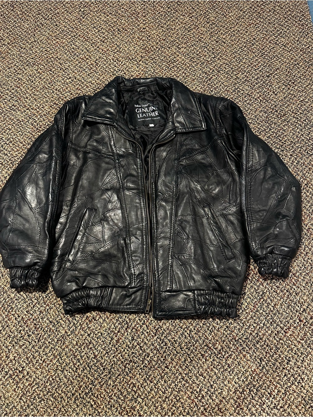 Genuine Leather Black Bomber Jacket for Women